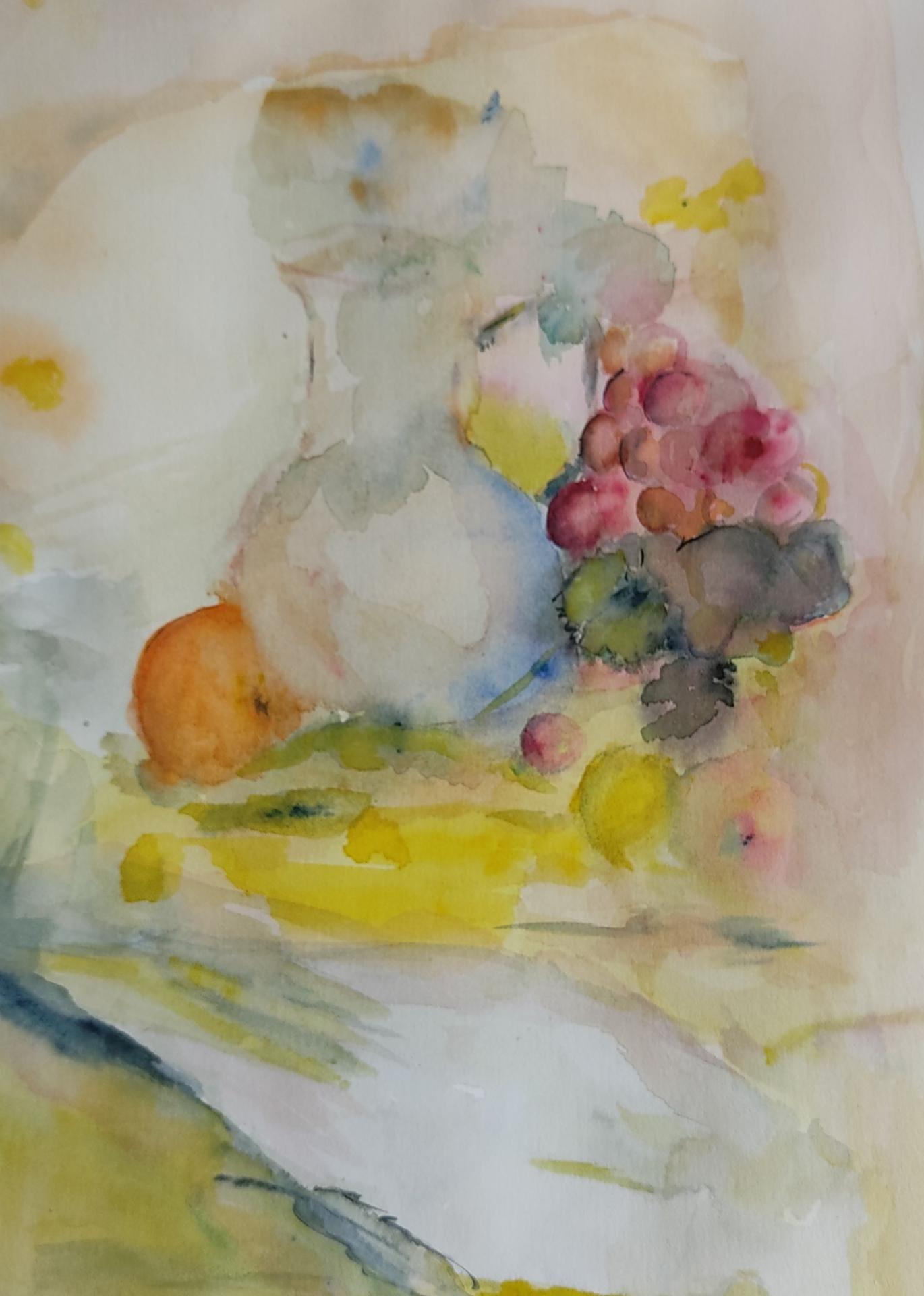Aquarelle pot bleu