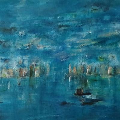 Lagon ii 2024 61x38 acrylique marie ricard
