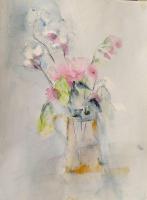 Pot et fleurs aquarelle